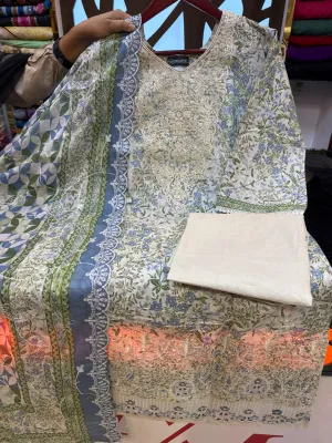 Swizz Lawn Embroidered Lace Stitched 3Pc